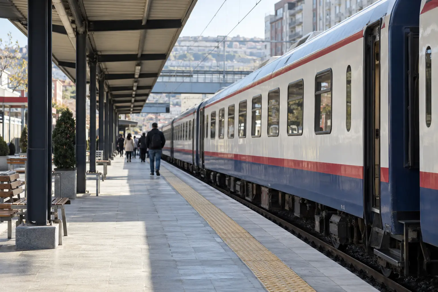 Gün ışığında bir şehirler arası tren istasyonu